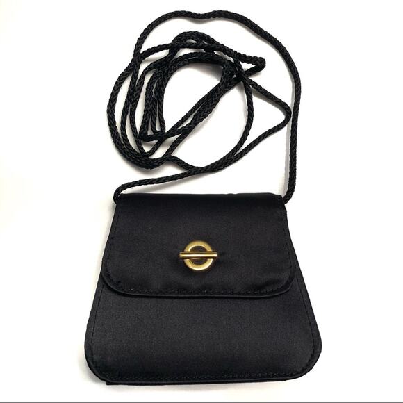 Elizabeth Arden Handbags - Elizabeth Arden black mini crossbody purse dressy solid satin 4"X4"
